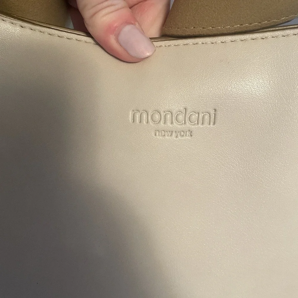 Mondani New York Ivory White Vegan Leather Laser Cut Hobo Bag Purse Shoulder Bag